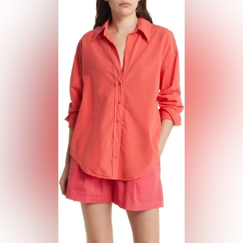 NWT Monroe (EVEREVE) Samba Poplin Button-Down Shirt